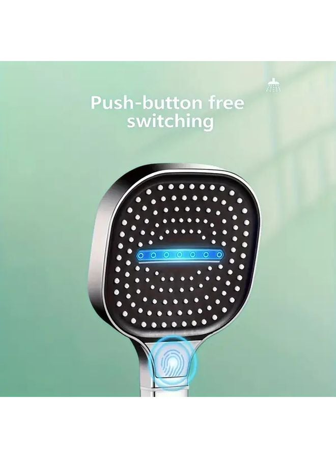 Silvery Nozzle Shower Head With 3 Spray Modes Water Saving Wide Panel Anti Clog Design - Image 5